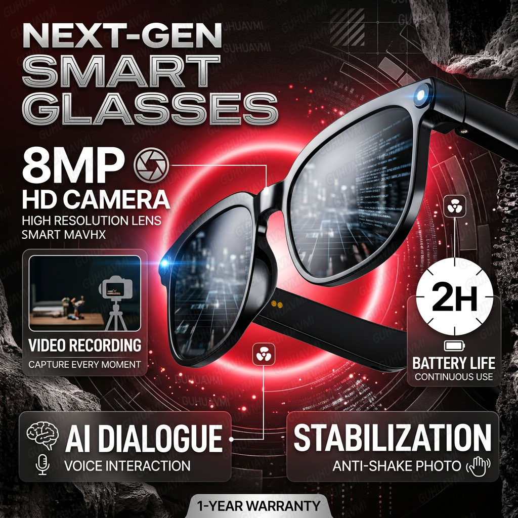 Smart Sunglasses Open Ear Music Calls - Bezprzewodowe inteligentne okulary z kamerą, nagrywanie
