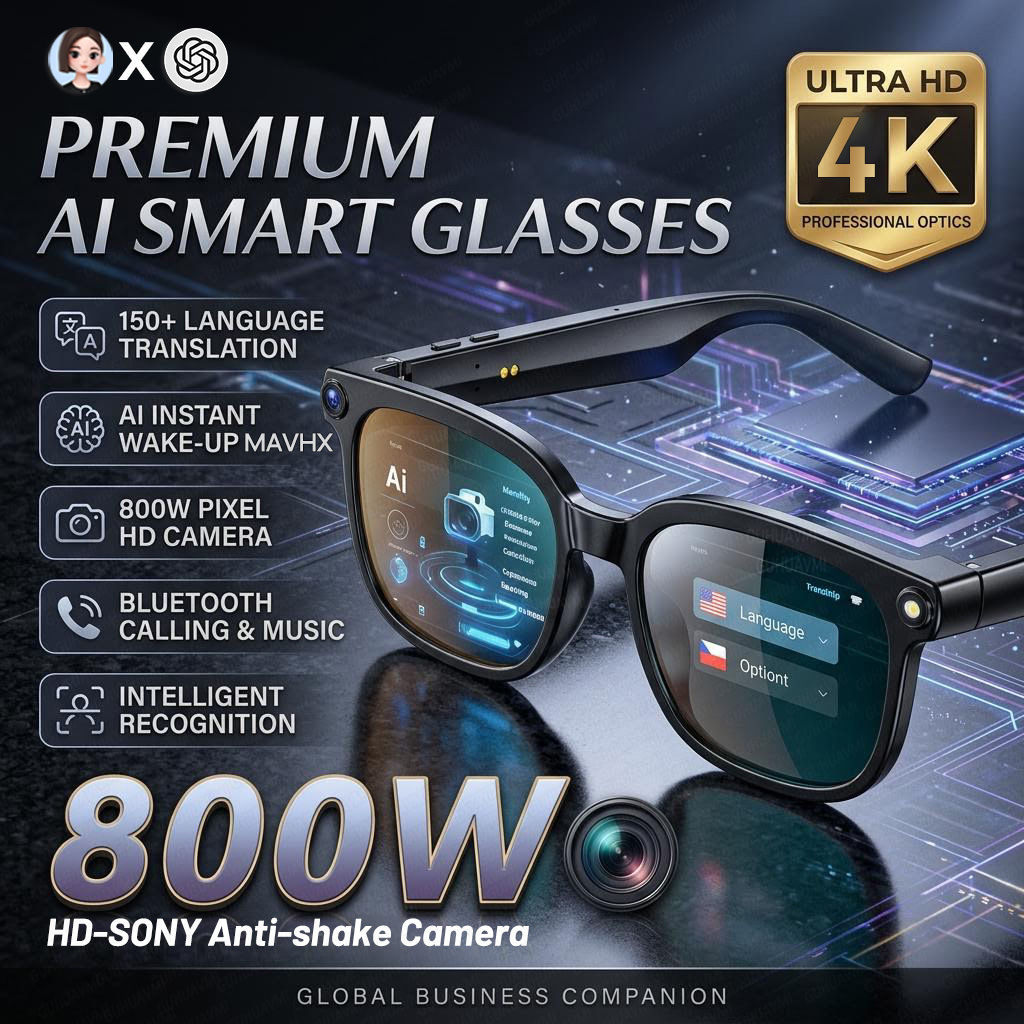 Smart Glasses Camera Video Recording 1080P - Okulary Smart Glasses 4K 8MP dla