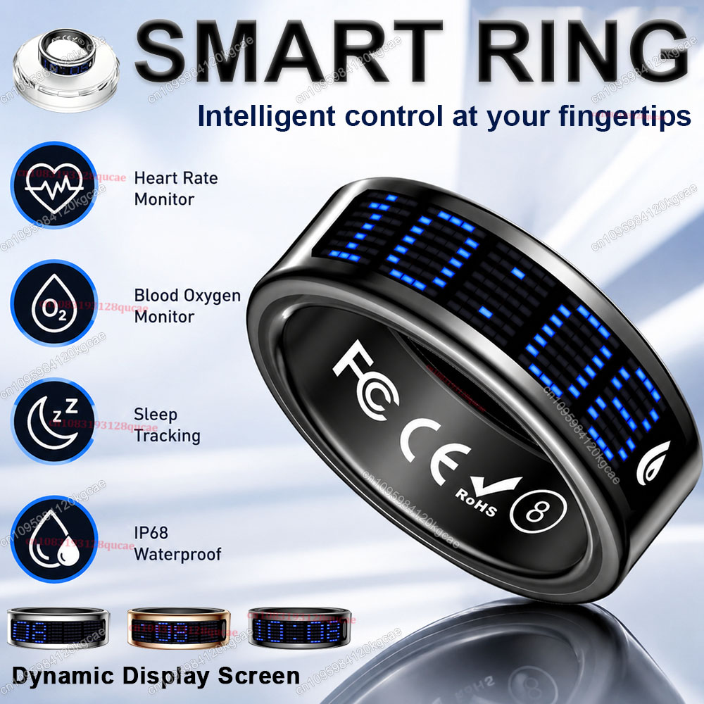 Smart Ring Health Tracker Blood Oxygen - Inteligentny pierścień z ekranem dotykowym, wyświetlaczem,