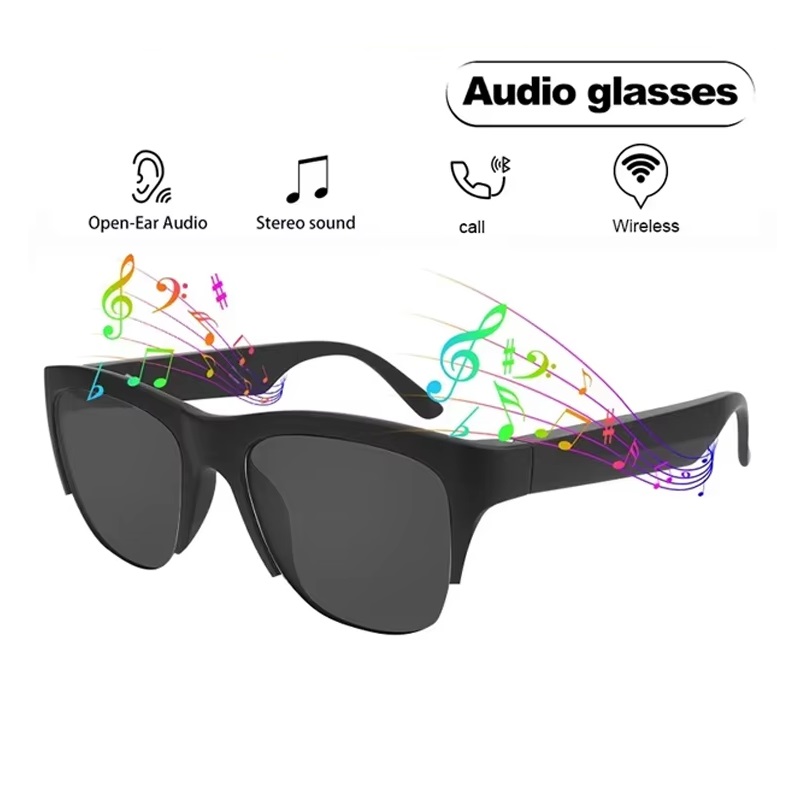 Smart Audio Glasses Touch Control - Okulary przeciwsłoneczne z dotykowym sterowaniem, czarne,