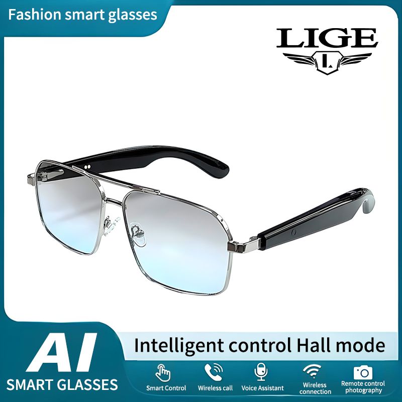 Smart Audio Glasses Bluetooth Polarized - Okulary LIGE Damskie Męskie Metalowa Oprawka