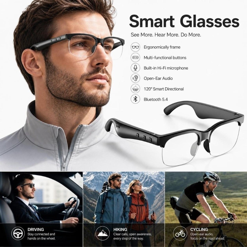 Bezprzewodowe słuchawki douszn – Smart Audio Glasses Touch Control recenzja i cena