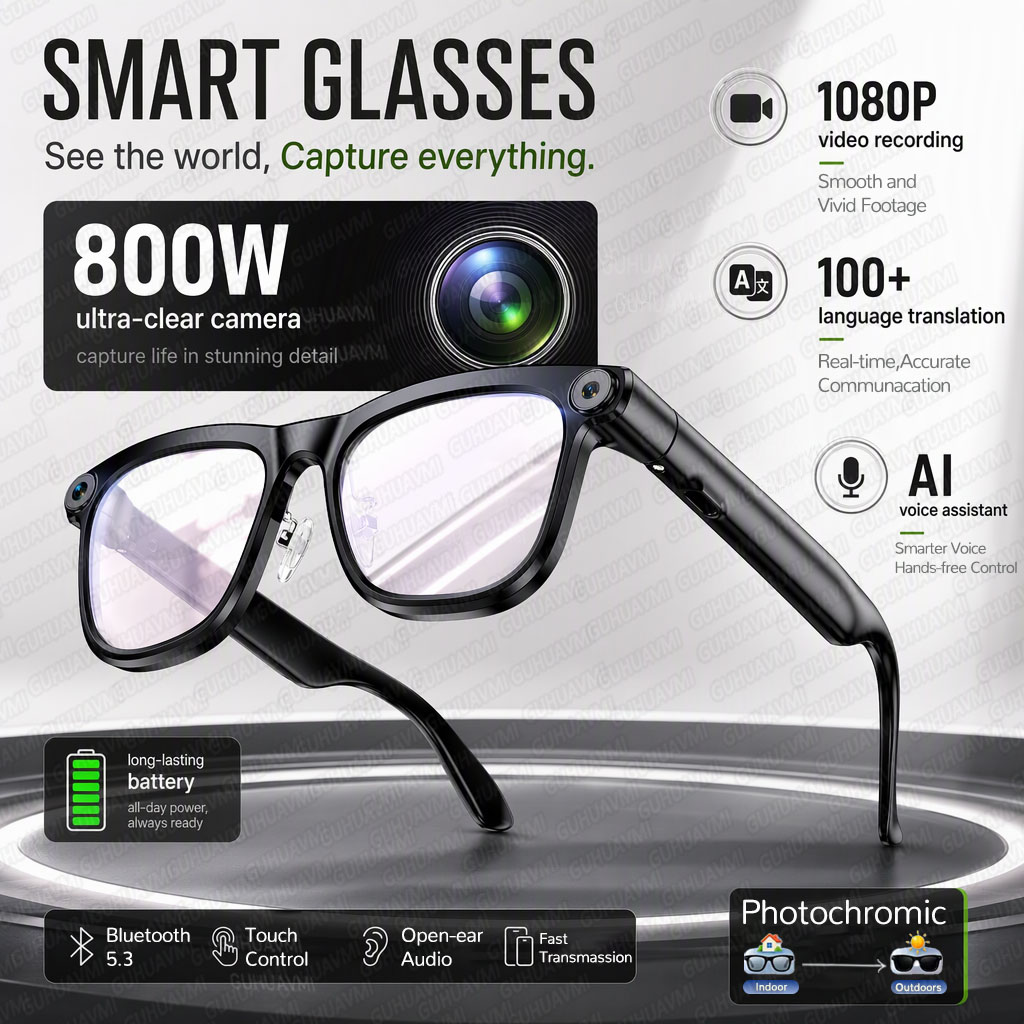 Nowe inteligentne okulary Top1 – Smart Glasses Camera Video Recording 1080P recenzja i cena