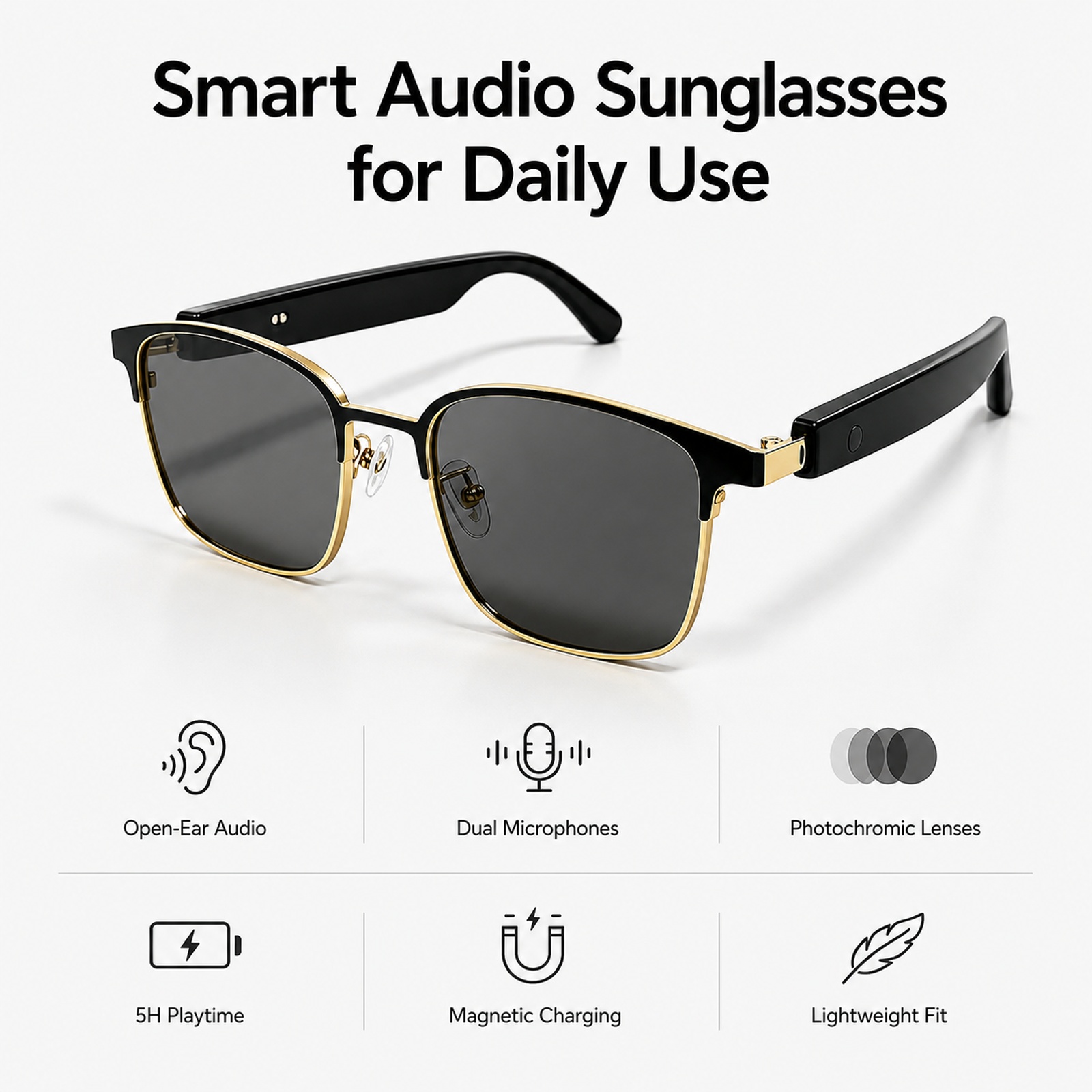Okulary Bluetooth do jazdy sam – Photochromic Smart Sunglasses Audio recenzja i cena