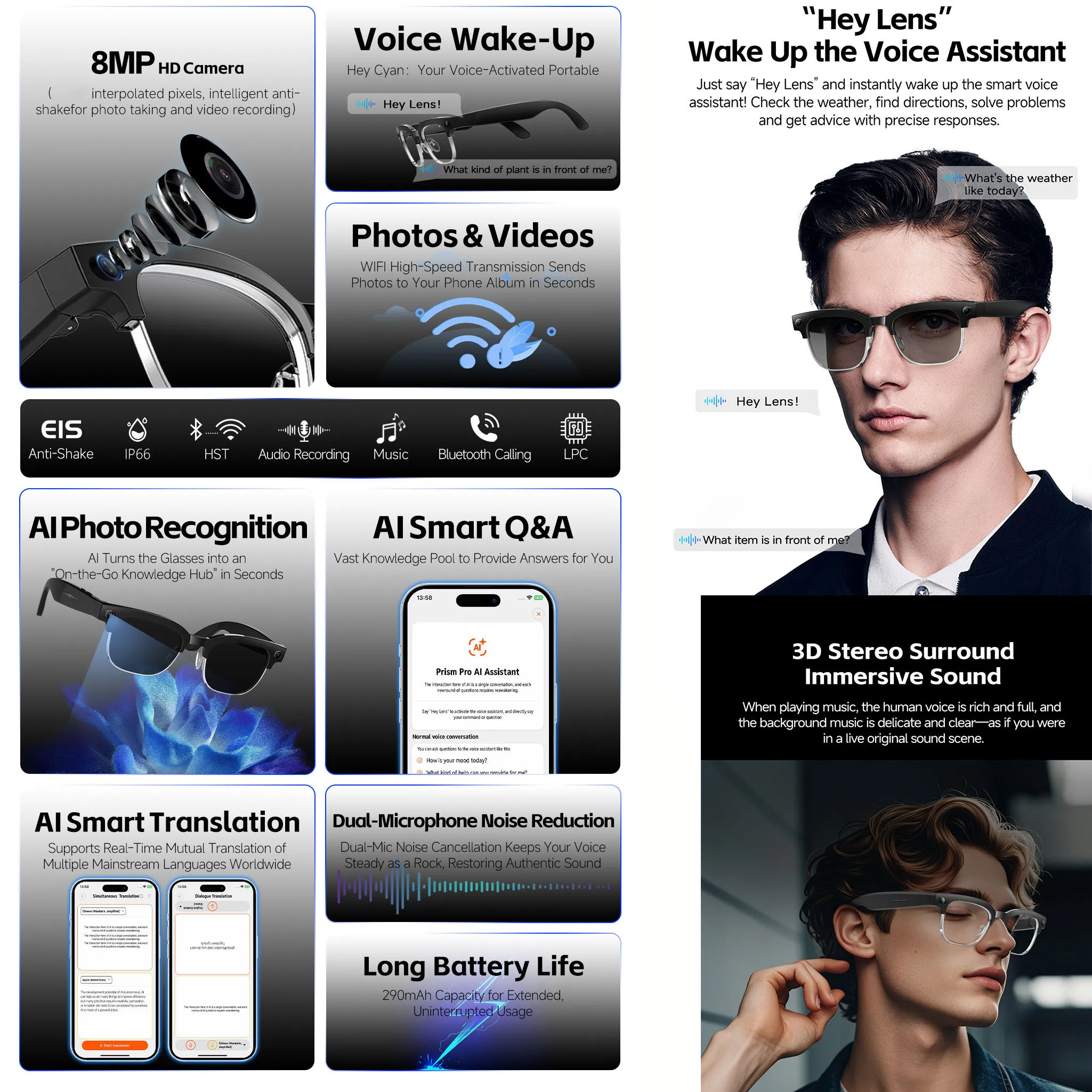 Inteligentne okulary AI z funk – Smart Audio Glasses Touch Control recenzja i cena