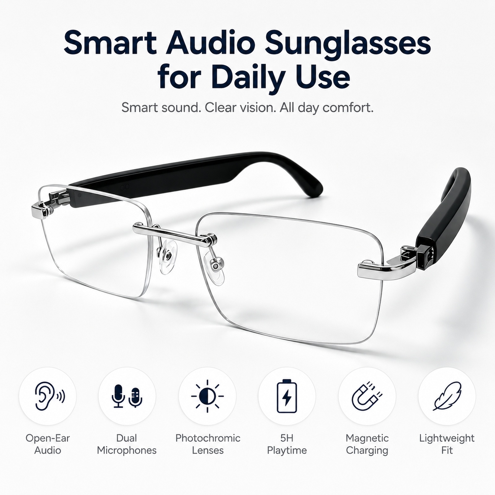 Inteligentne okulary przeciwsł – Smart Sunglasses Open Ear Music Calls recenzja i cena