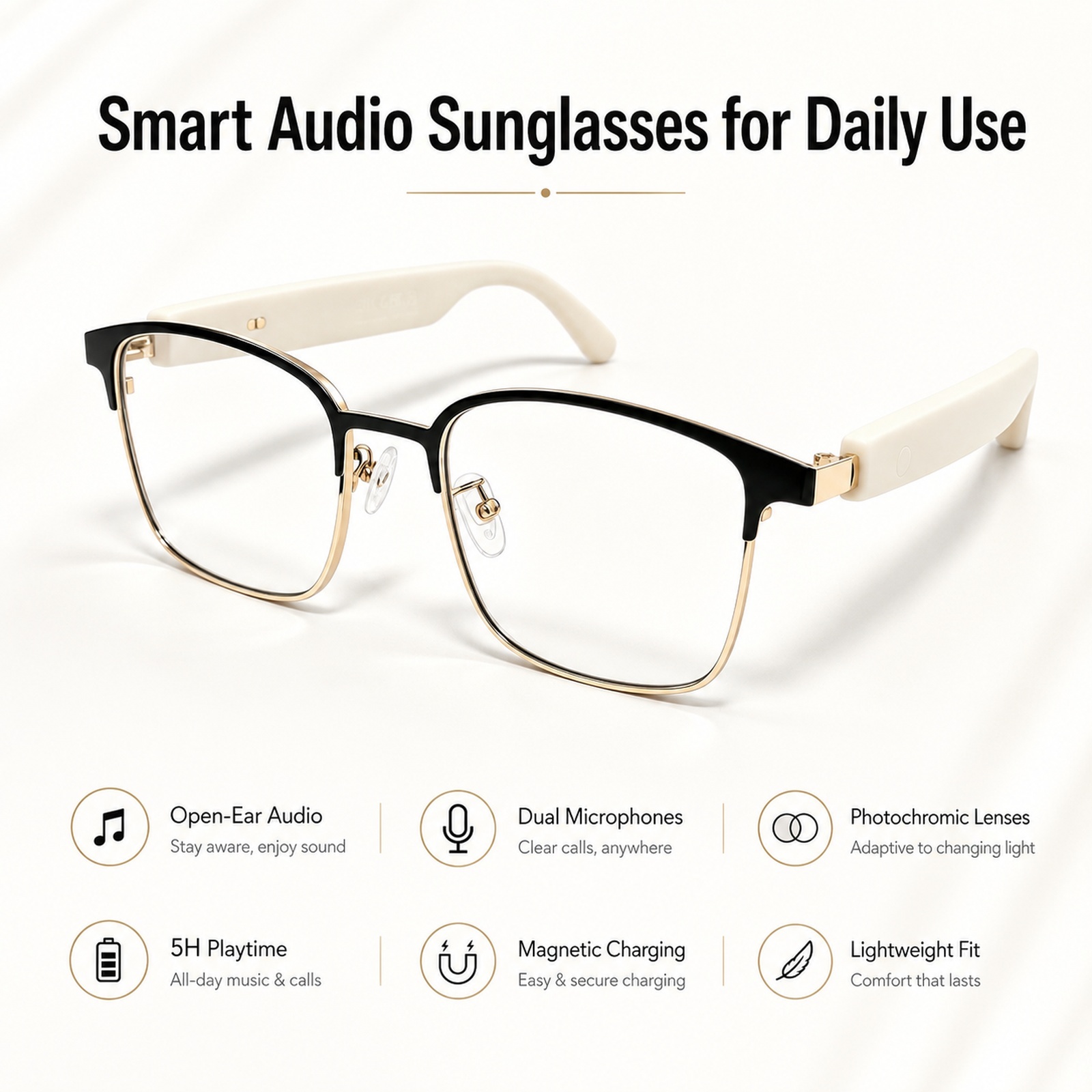 Okulary Bluetooth z otwartymi  – Smart Sunglasses Open Ear Music Calls recenzja i cena
