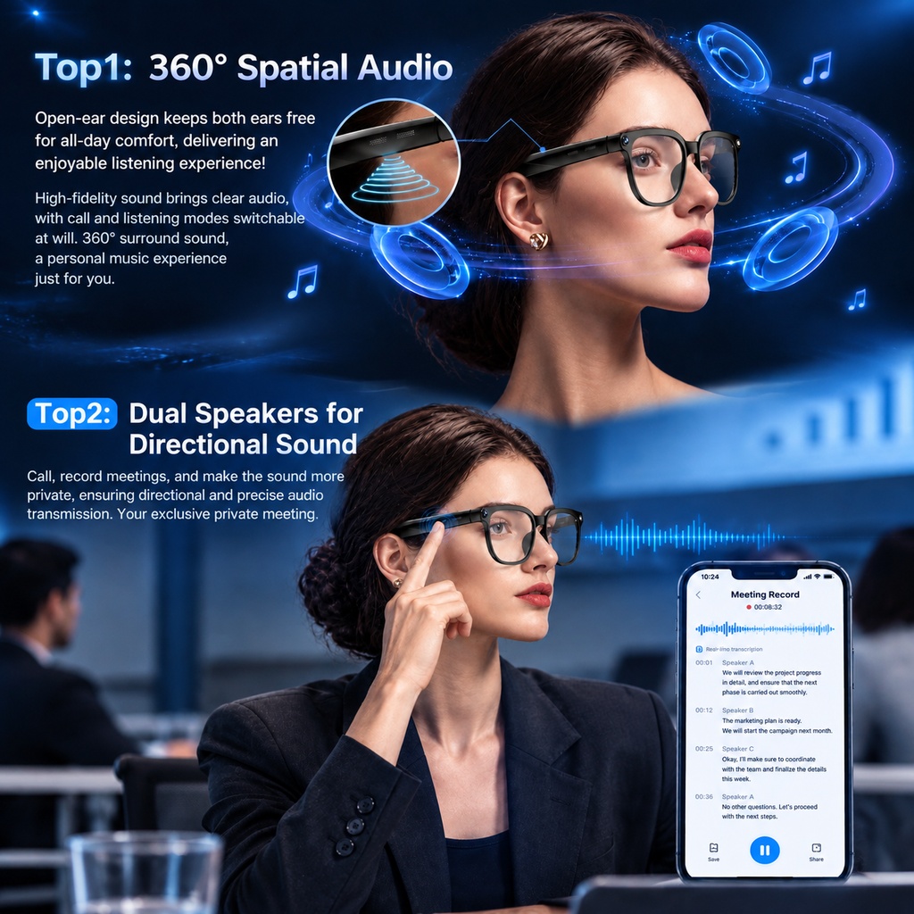 Nowe inteligentne okulary AI z – Smart Glasses Camera Video Recording 1080P recenzja i cena