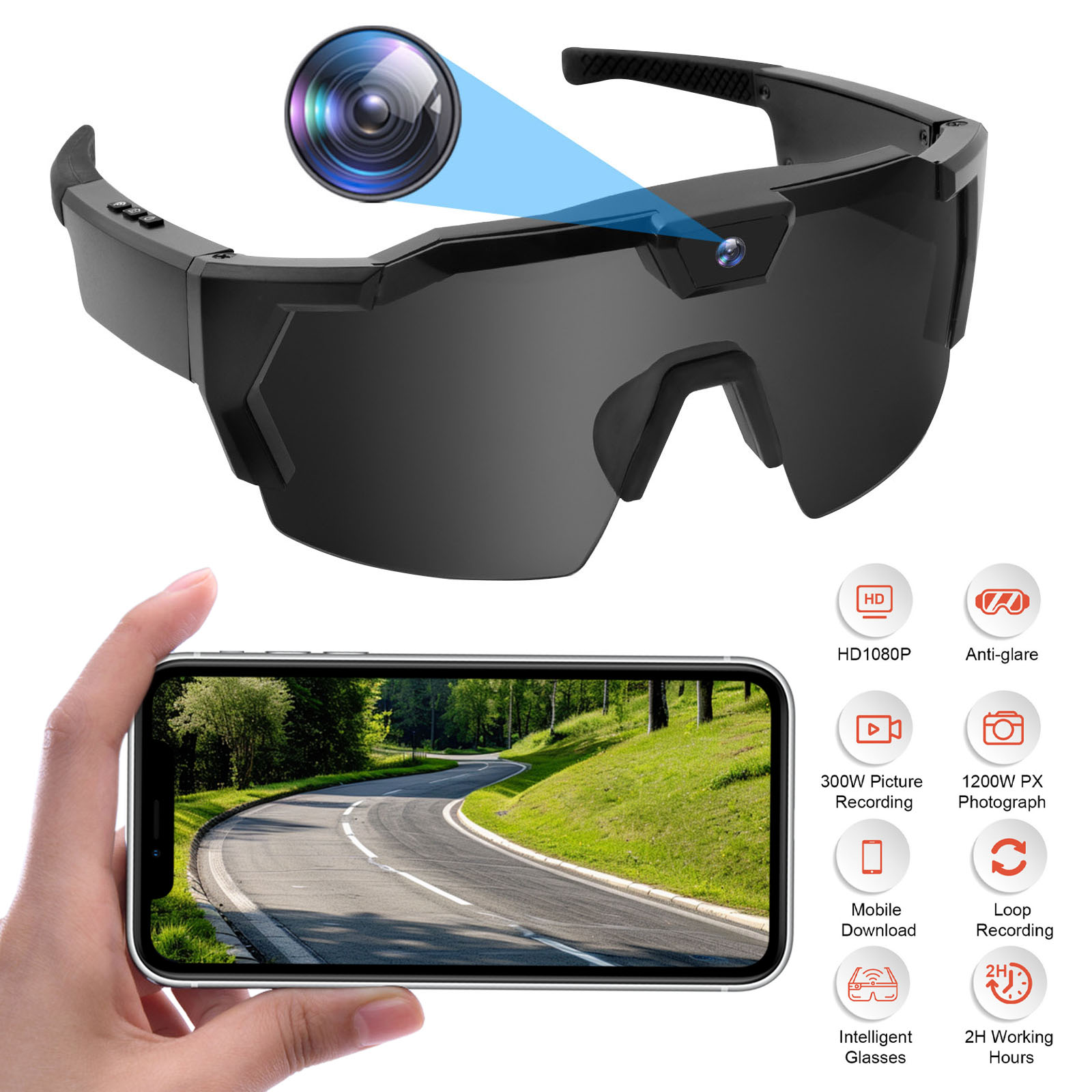 Inteligentne okulary z kamerą  – Smart Glasses Camera Video Recording 1080P recenzja i cena