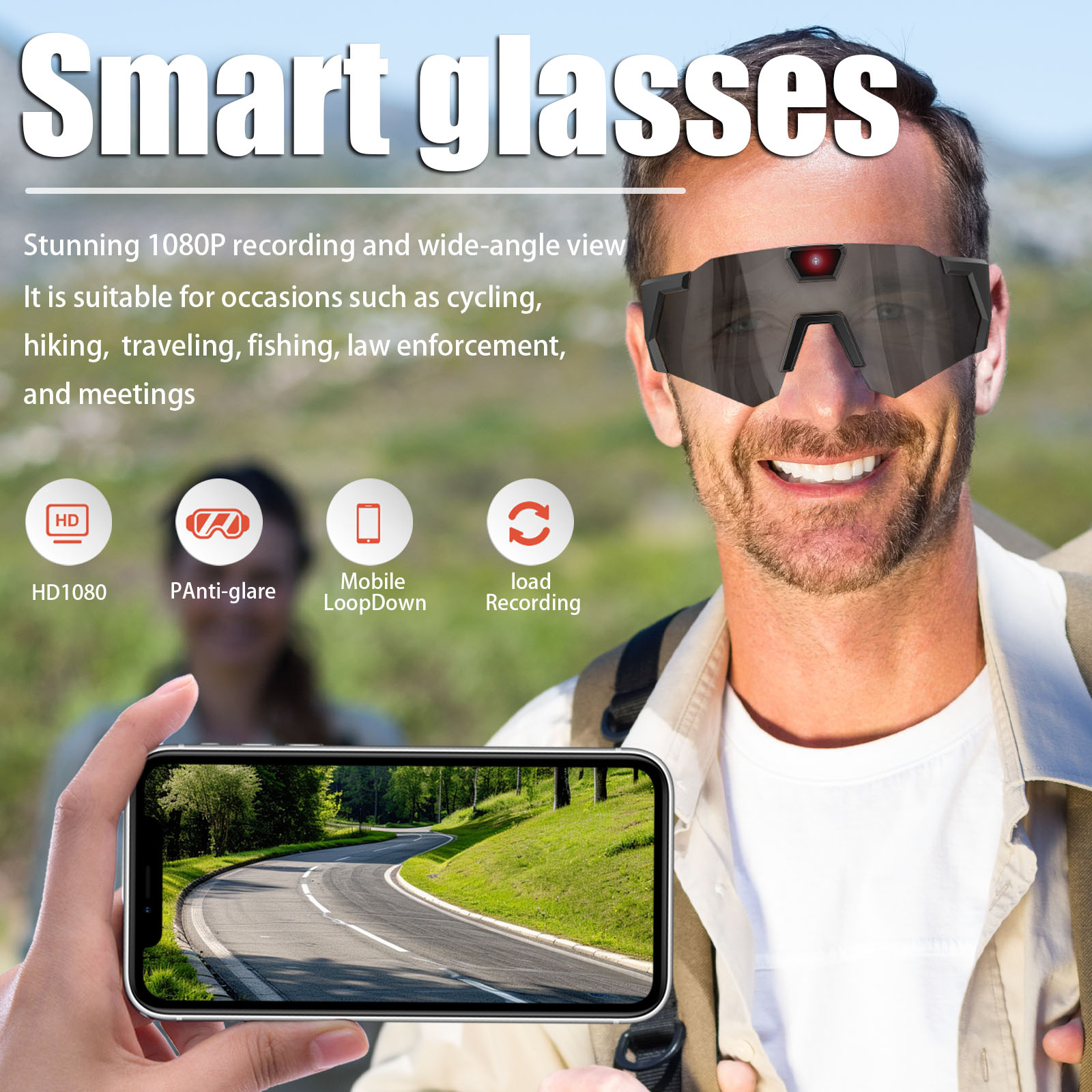 Inteligentne okulary z kamerą  – Smart Glasses Camera Video Recording 1080P recenzja i cena
