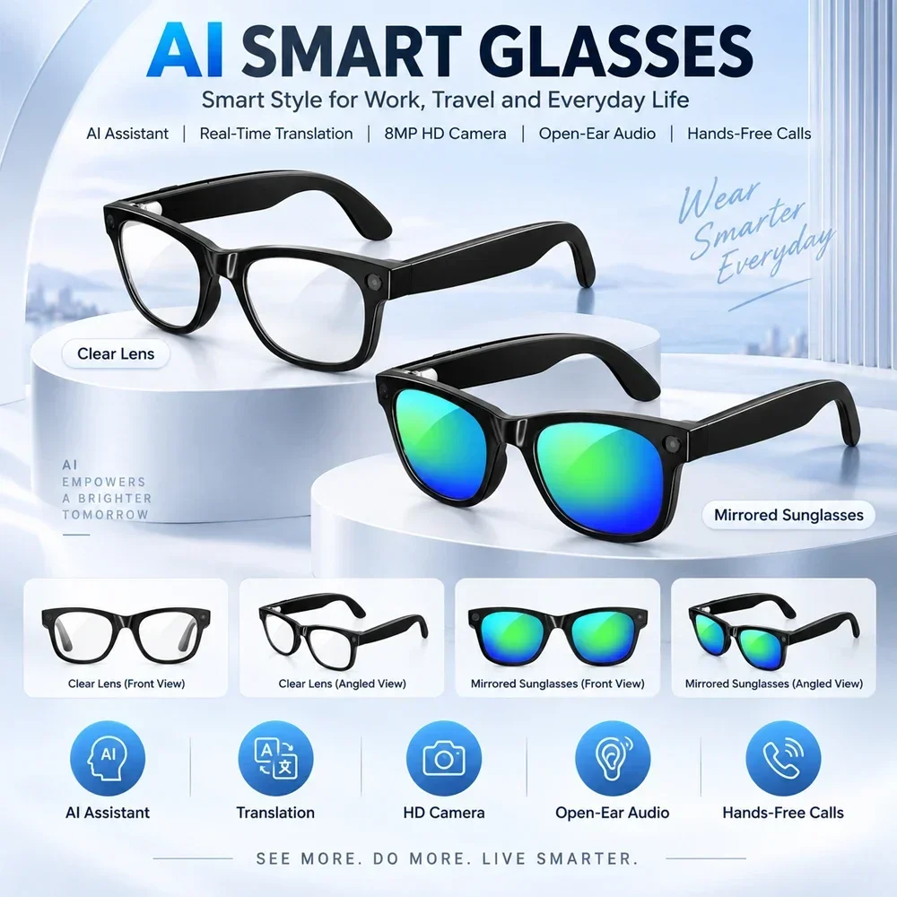 Inteligentne okulary AI 2026 M – Smart Glasses Camera Video Recording 1080P recenzja i cena