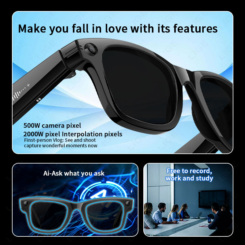 Okulary inteligentne AI z 5-me – Smart Glasses Camera Video Recording 1080P recenzja i cena